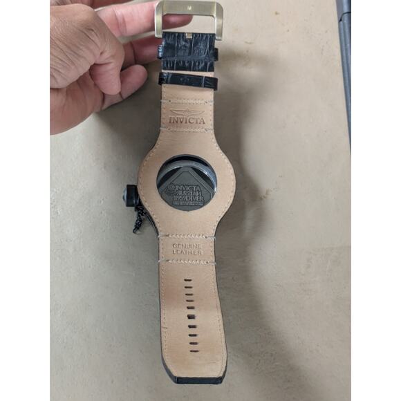 Rare Invicta Russian Diver 17649 Distressed Gunmetal Brown Black Leather Band - Picture 4 of 7